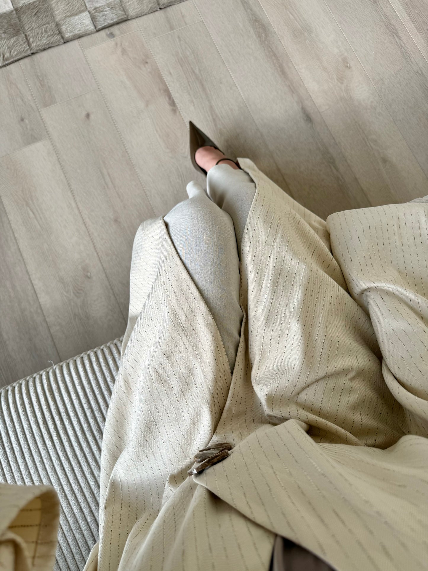 KIMONO À RAYURES BEIGE