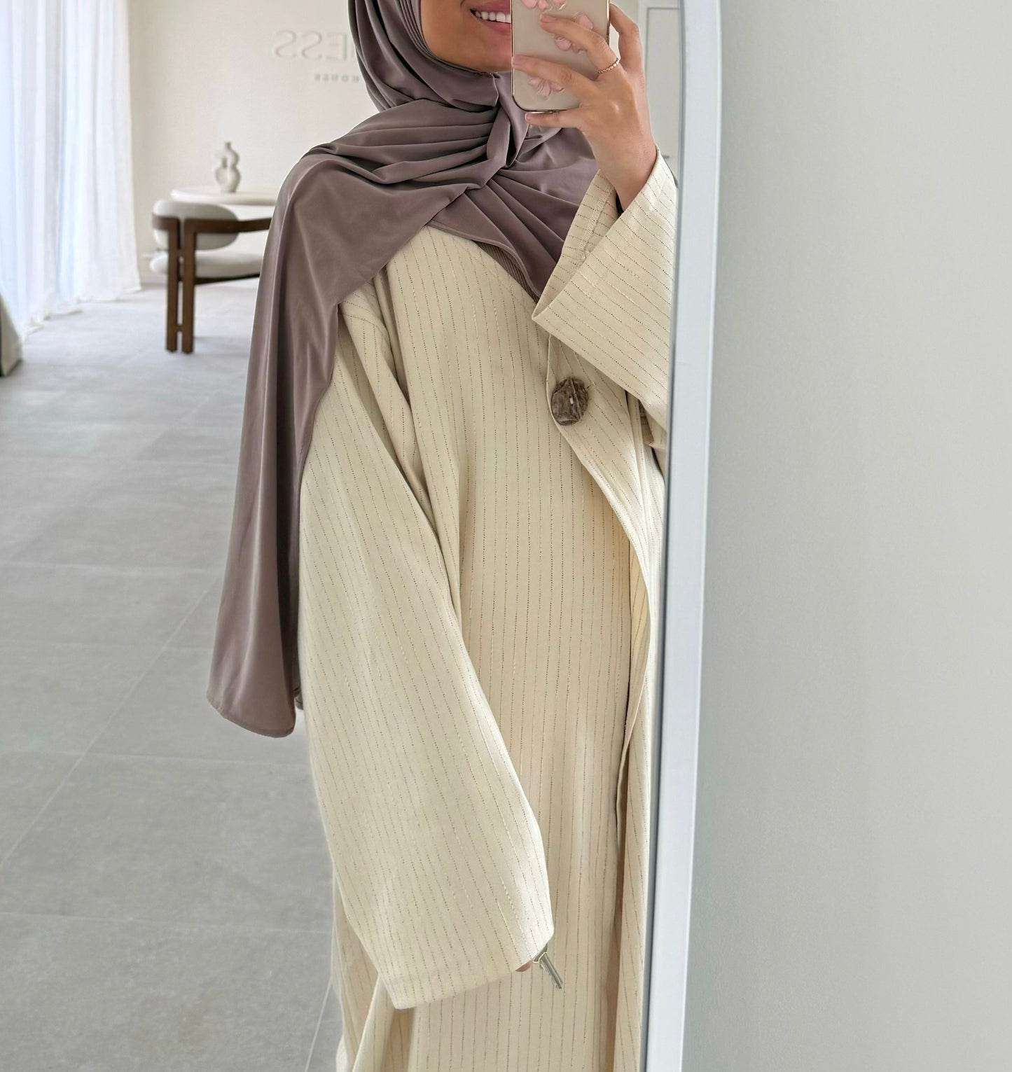KIMONO À RAYURES BEIGE