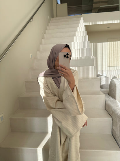 KIMONO À RAYURES BEIGE